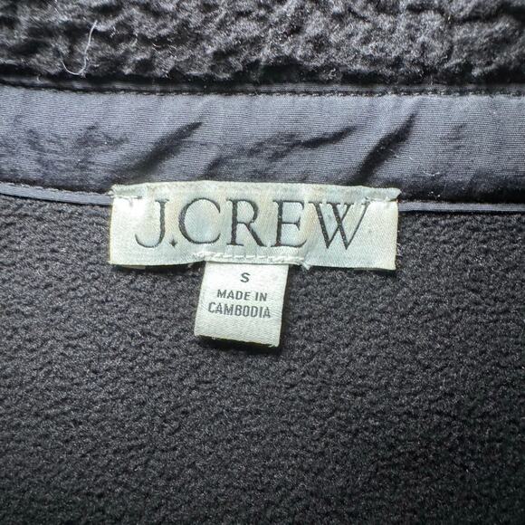 J Crew Teddy sherpa lady jacket BT709 Sz Small Black Gold Buttons Patch Pockets - Picture 4 of 4